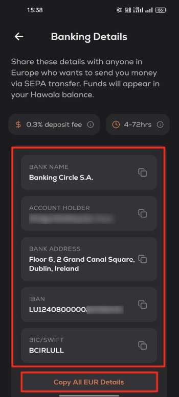 Stack Euro banking details with IBAN and BIC/SWIFT